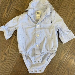 Baby B’gosh button up polo onesie. Light blue with anchors.